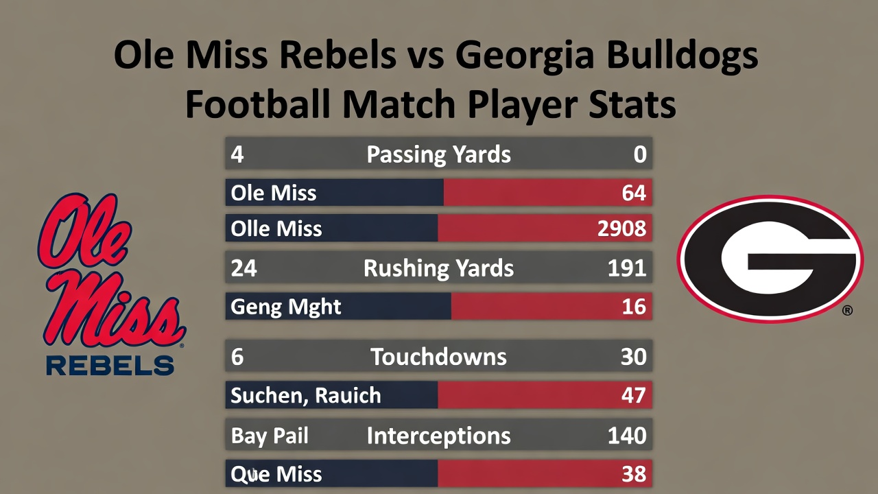 Ole Miss Rebels vs Georgia Bulldogs Football Match Player Stats