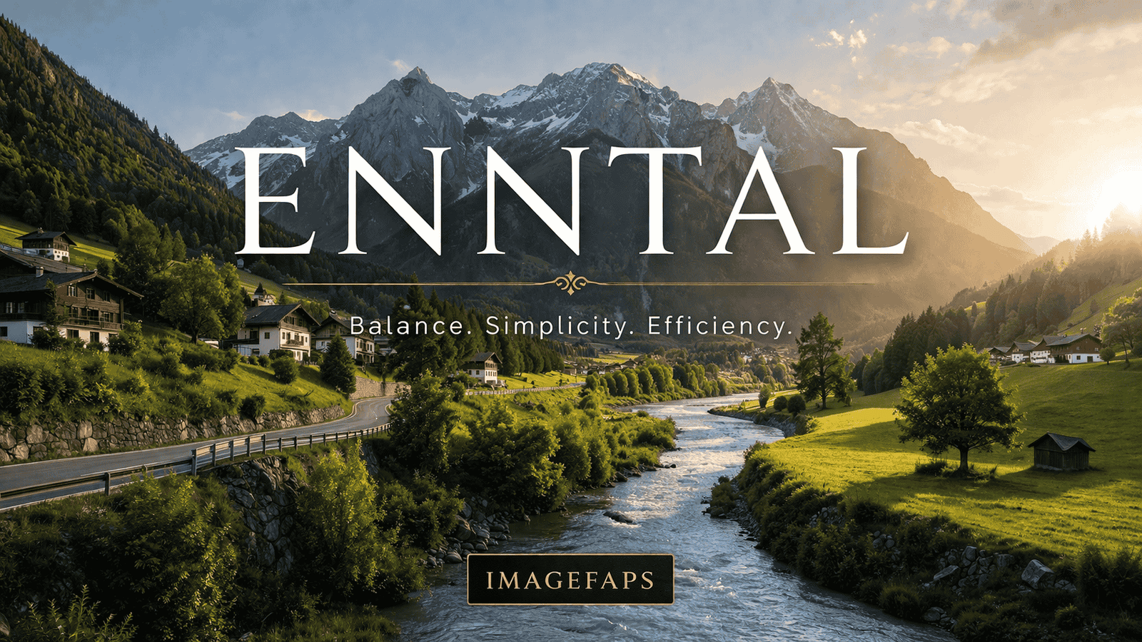 Enntal alpine valley landscape showing meaning, balance, simplicity, and future growth in a realistic wide view