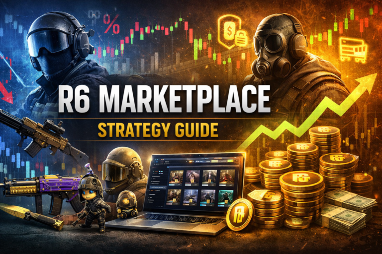 R6 Marketplace trading interface concept showing Rainbow Six Siege skins economy and advanced market strategy