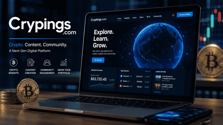 Crypings com digital platform concept showing crypto, content, and technology integration