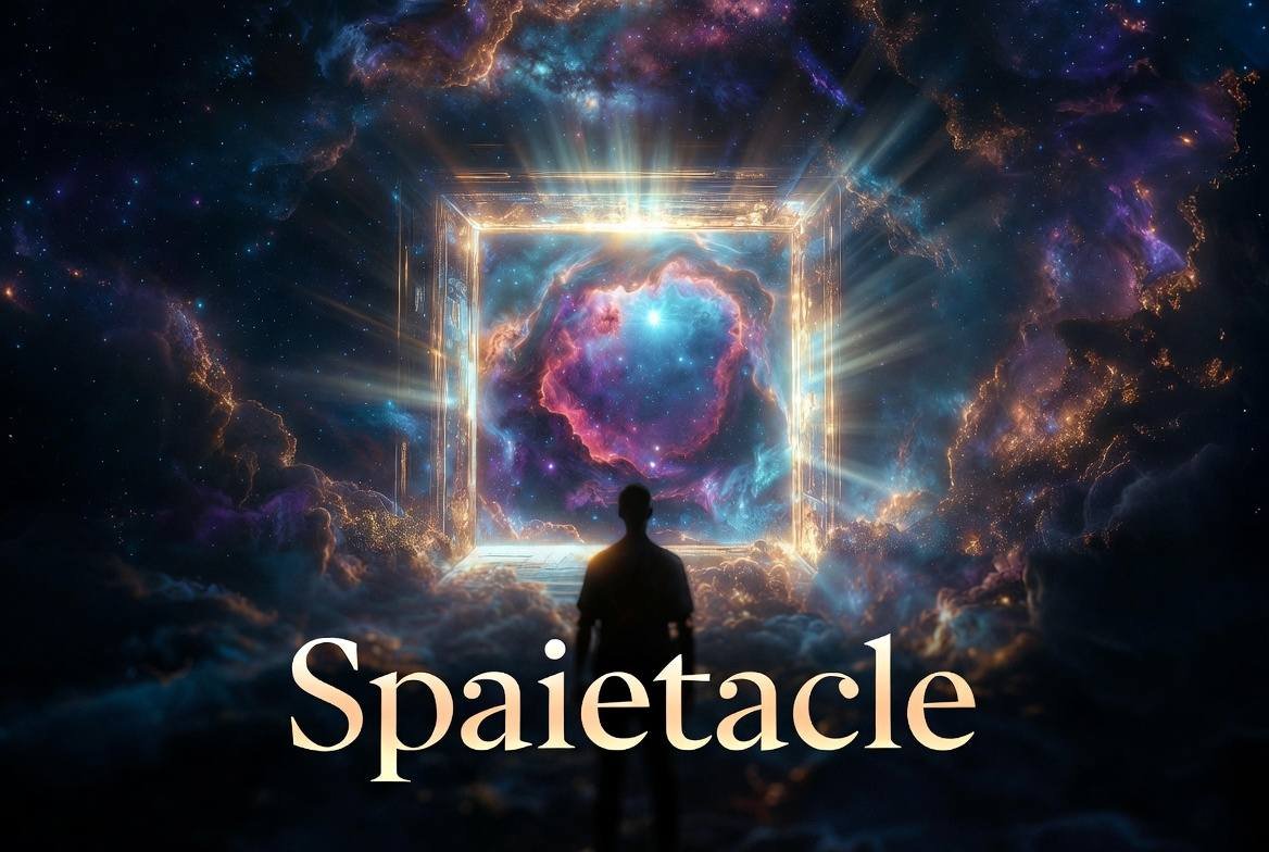 Spaietacle immersive space design with futuristic visual storytelling environment