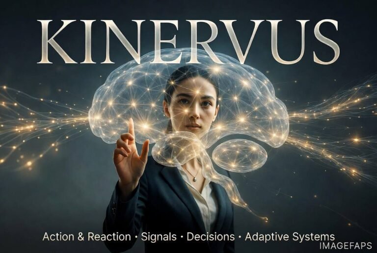 Kinervus concept image showing motion, signals, feedback, and connected system flow in a modern design