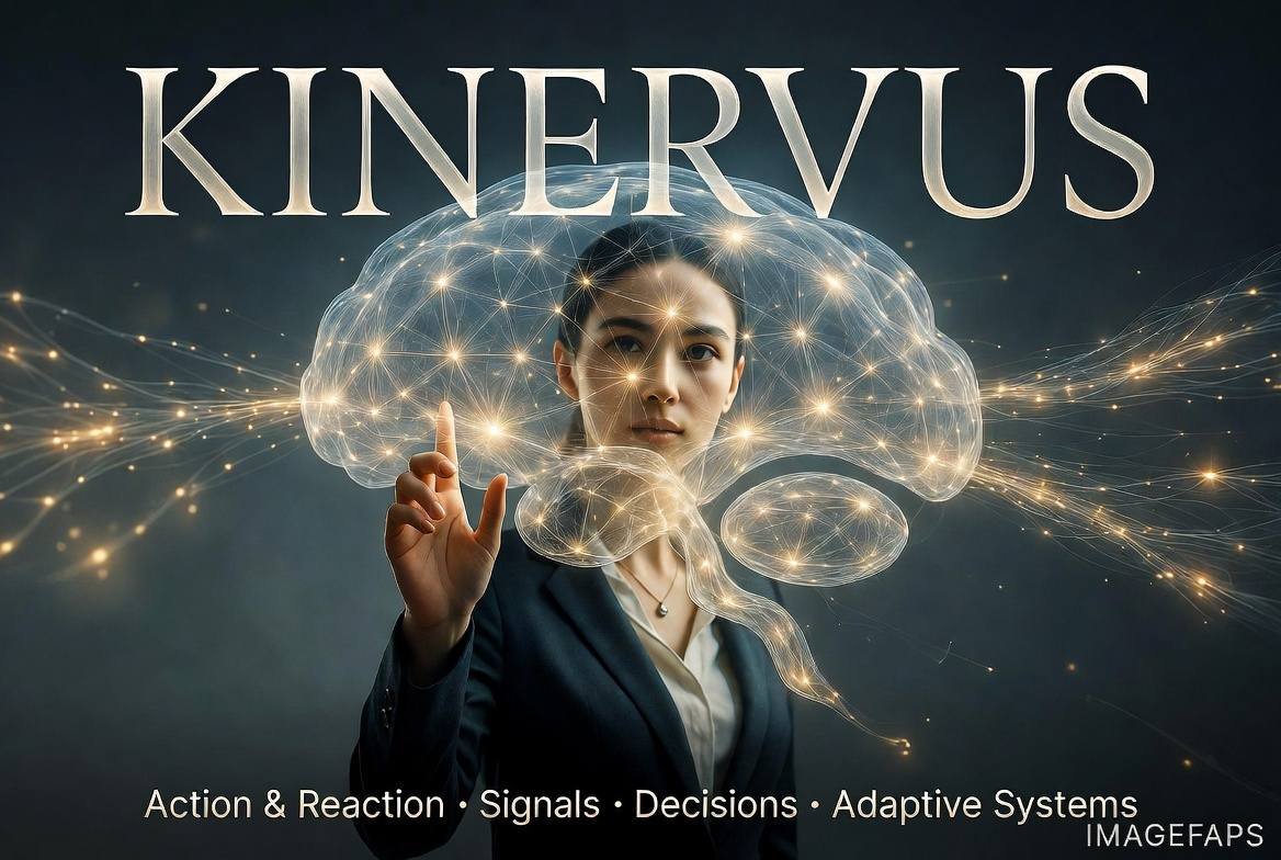 Kinervus concept image showing motion, signals, feedback, and connected system flow in a modern design