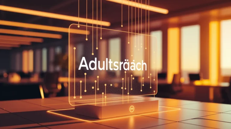 Adultsrach platform concept showing login dashboard, user profile, and content feed in a simple tech interface