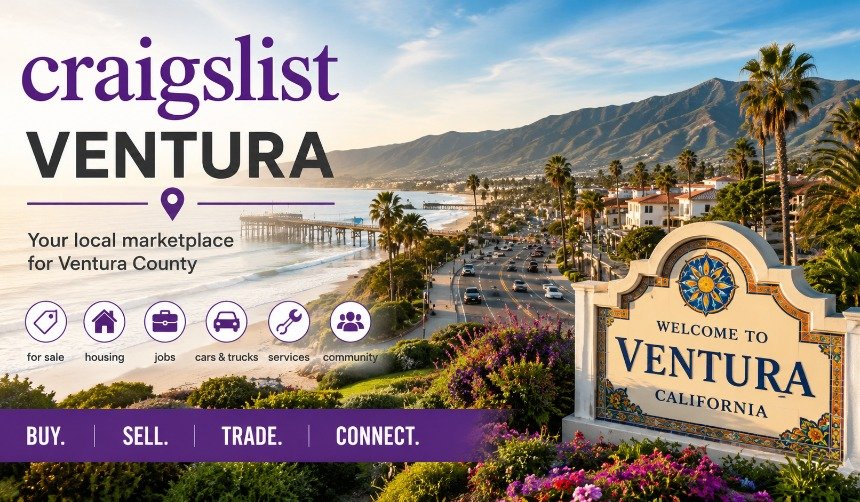 Craigslist Ventura platform showing local jobs, housing rentals, cars for sale, community listings, and buying and selling opportunities in Ventura County California.