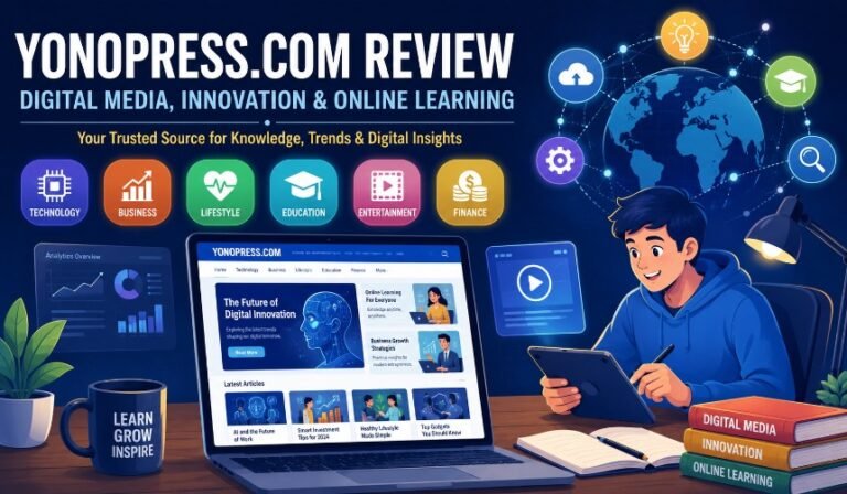 Yonopress.com as a modern digital publishing platform featuring technology, business, education, finance, lifestyle, and innovation content.