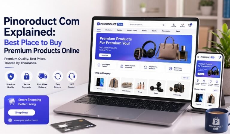 Customer browsing premium products on Pinoroduct Com official website using a laptop and smartphone for secure online shopping in 2026.