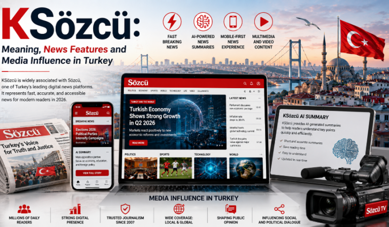 KSözcü digital news platform displaying Turkish news headlines, mobile news reading, AI-powered summaries, multimedia journalism, and modern online media technology.
