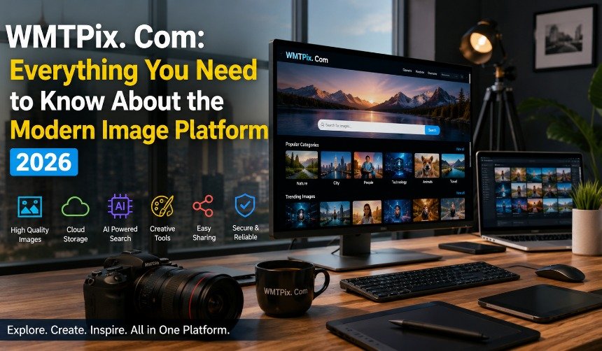 Professional creative workspace illustrating WMTPix Com as a modern platform for digital images, online media resources, photography, and visual content creation.