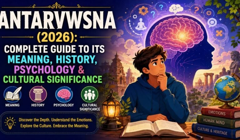 Artistic illustration representing Antarvwsna through emotional storytelling, cultural symbolism, books, digital reading, human thoughts, and modern online learning.