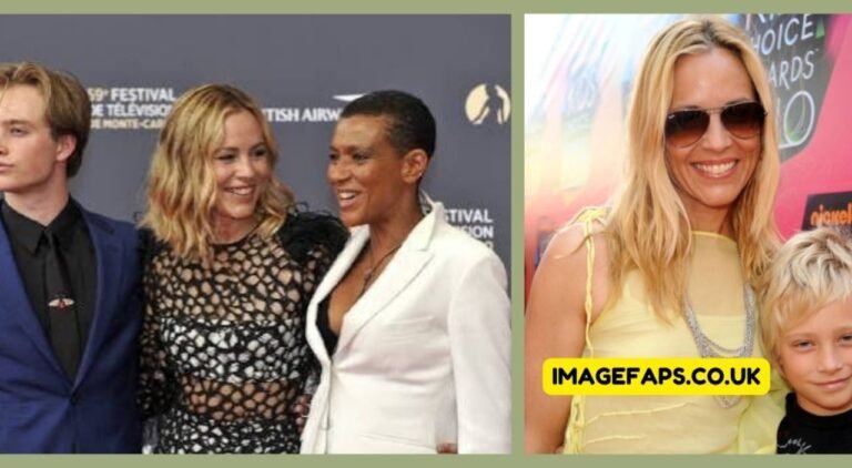 Jackson Blue McDermott with his mother Maria Bello during a public event