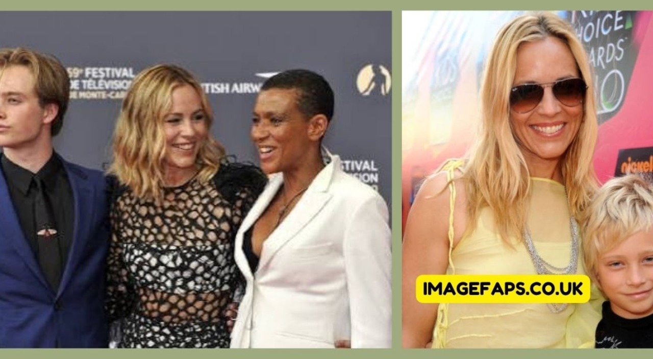 Jackson Blue McDermott with his mother Maria Bello during a public event