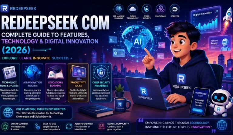 Modern Redeepseek Com interface displaying AI technology resources, digital learning tools, and innovation-focused content in 2026.